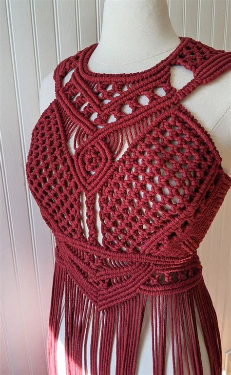 Macrame Dress Boho Dress Hippie Dress Festival Outfit Red Macrame