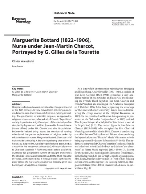 Pdf Marguerite Bottard 18221906 Nurse Under Jean Martin Charcot