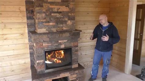 Теплоемкий кассетный камин в камне - YouTube