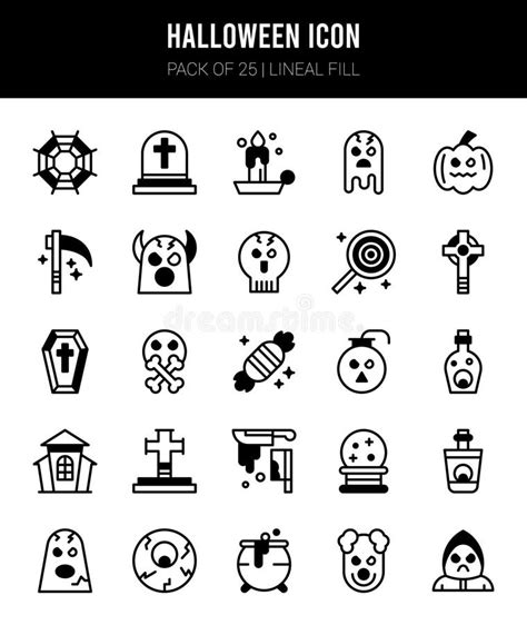 Halloween Lineal Fill Icons Pack Vector Illustration Stock Vector