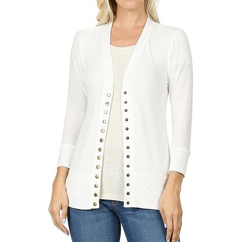 Zenana Women And Plus Classic Front V Neck Thin Snap Button Down 34