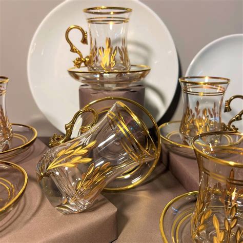 İnci Extra Turkish Glass Tea Set Specially Designed Bottom Corners