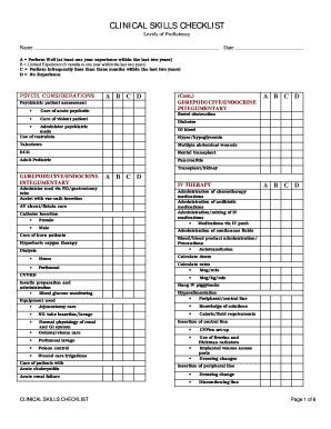 Fillable Online Clinical Skills Checklist Capstone Healthcare