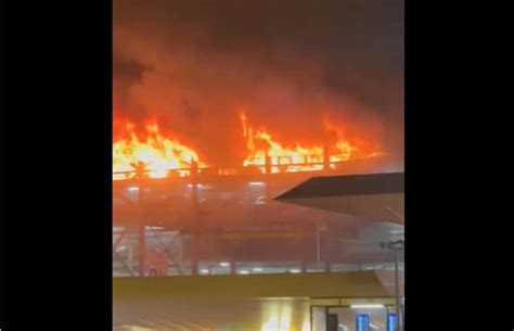 Video Shows Major Fire At Luton Airport Car Park As Flights Are