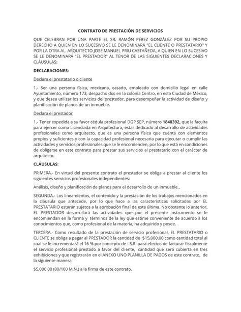 Contrato DE PrestacióN DE Servicios CONTRATO DE PRESTACIN DE