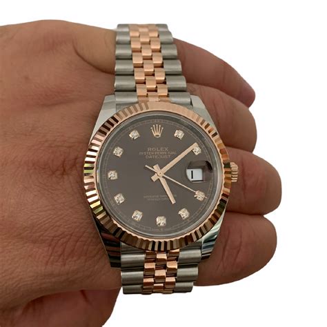 Rolex Datejust K Rose Gold Watch With Chocolate Diamond Dial