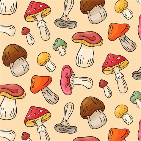 Free Vector Hand Drawn Mushroom Pattern