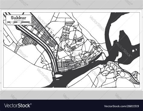 Sukkur pakistan city map in retro style black Vector Image