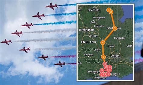 Red Arrows Flypast Today Route Map Timings And Where To See Display