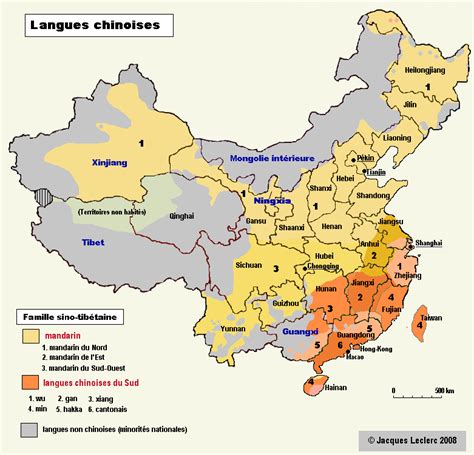 Langues Chinoises Carte Linguistique