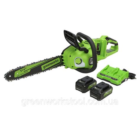 Безщіткова акумуляторна ланцюгова пила Greenworks GD24X2CS36 48 В з АКБ ...