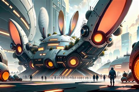 Premium AI Image | Rabbit science fiction city base future technology ...