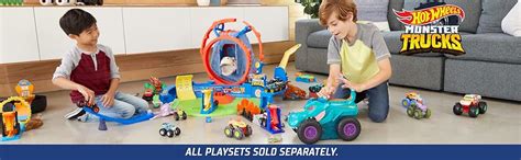 Hot Wheels Monster Trucks T Rex Volcano Playset With Scale Race Ace Toy Truck Toy Car