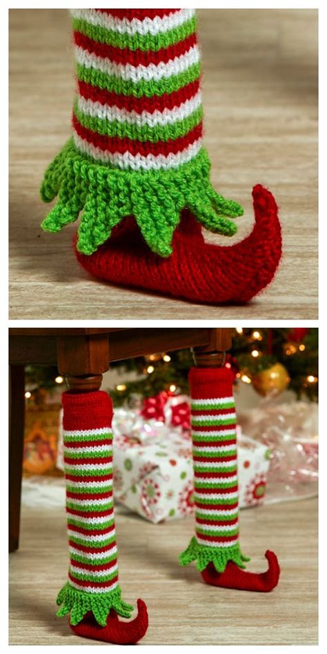 Knit Elf Shoe Table Leg Cover Free Knitting Pattern Christmas Crochet