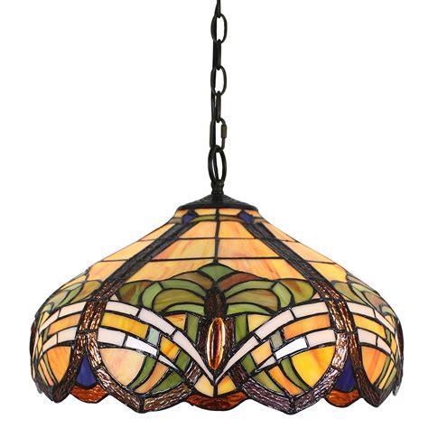 Baroque Tiffany Stained Glass Pendant Light Large