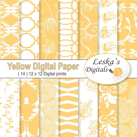 Yellow Digital Paper Yellow Digital Paper Pack For Etsy