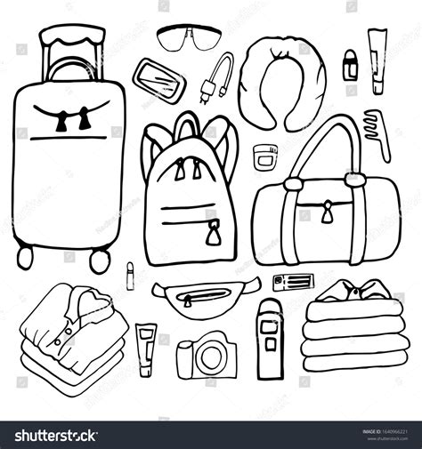 Set Hand Drawn Travel Doodle Vector Stock Vector Royalty Free 1640966221