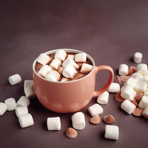 Premium AI Image Cup Of Hot Cocoa With Marshmallows On Colorful Background