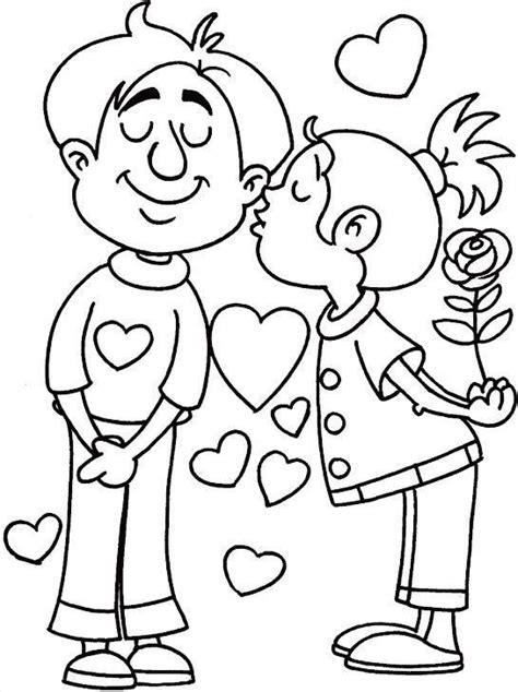 Cute Couple kiss day valentine Coloring Page | Ausmalbilder, Zeichnen ...