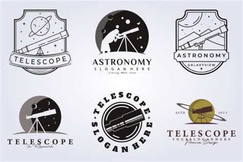 Set Telescope Bundle Astronomy Logo Graphic By Lodzrov Creative Fabrica