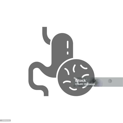 Bacteria In The Stomach Infection Grey Icon Stock Illustration