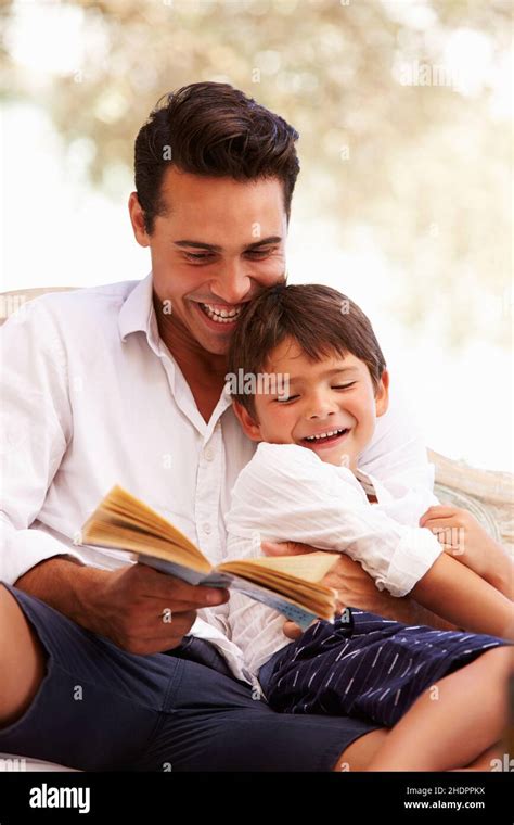 Father Laughing Son Storytelling Dad Fathers Laugh Smiling Sons