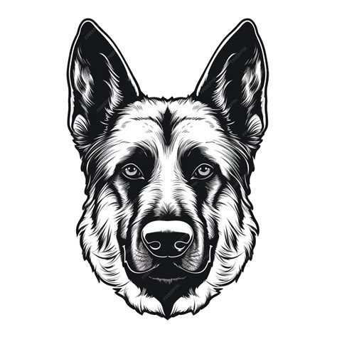 Premium Photo A Black And White Drawing Of A Dogs Face Generative Ai