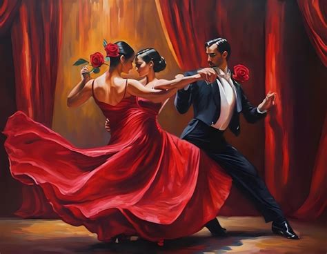 Premium Photo | A painting of a couple wearing a tango costume and ...