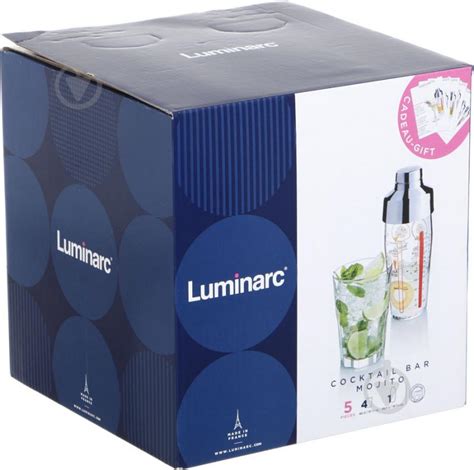 ᐉ Набор бокалов Luminarc для мохито Mojito (шейк и 4 бокала) 440 мл 5 ...