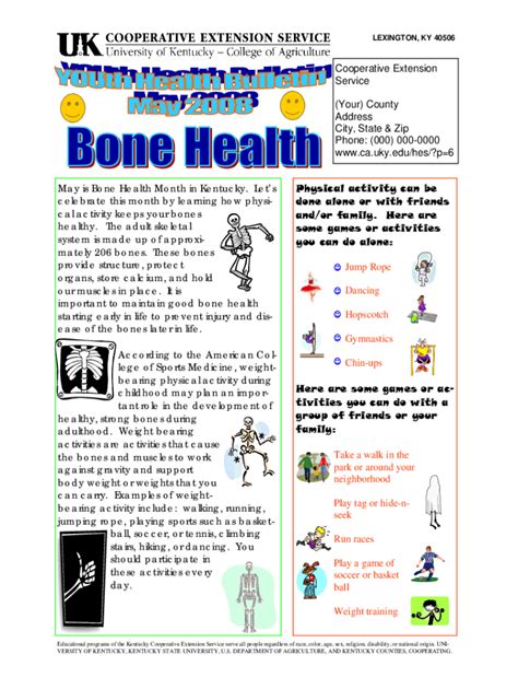 Fillable Online Fcs Hes Ca Uky Cal Activity Keeps Your Bones Healthy