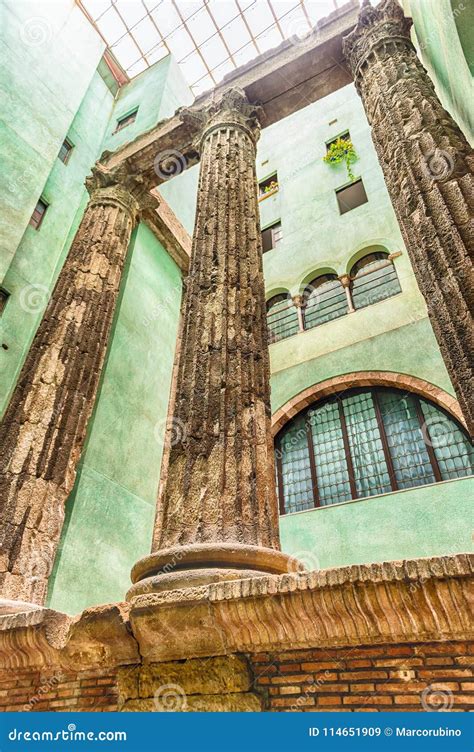 Roman Columns Of The Temple Of Augustus Barcelona Catalonia S