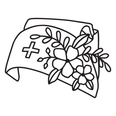 Flower Branch Nurse Hat Outline Png And Svg Design For T Shirts