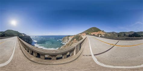 Scenic California Coast: Ocean View with Bridge HDRi Maps and Backplates