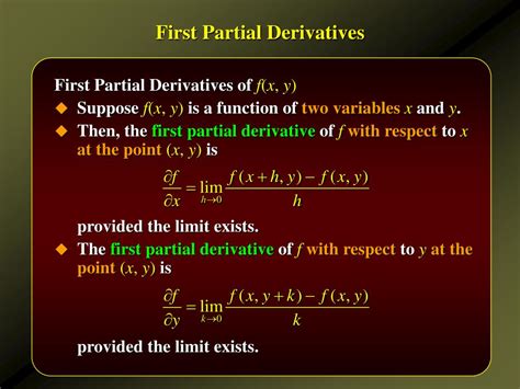 Ppt Functions Of Several Variables Partial Derivatives Powerpoint