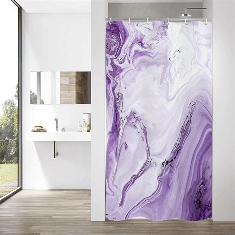 Purple Marble Small Stall Shower Curtain X Abstract Ombre Half