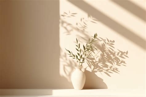 Premium AI Image | Minimalistic abstract light beige wall with shadow ...