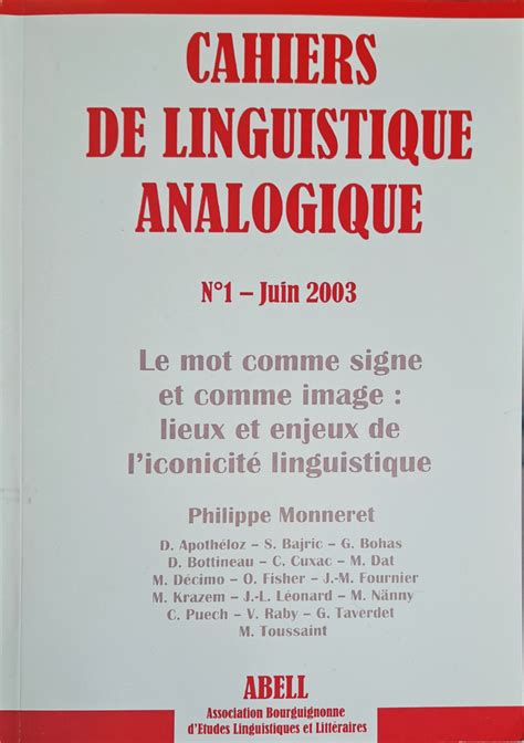 Cahiers De Linguistique Analogique Le Mot Comme Signe Et Comme