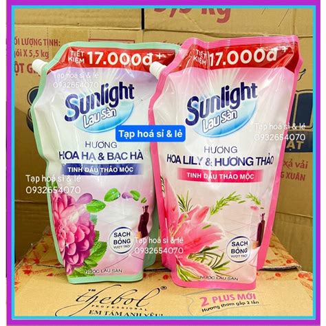 Nước lau sàn Sunlight hương hoa hạ bạc hà tinh dầu thảo mộc túi 2Kg