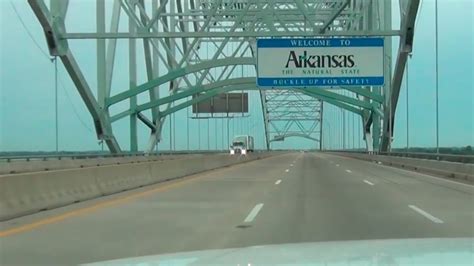 Driving Across The Mississippi River On The Memphis Arkansas Bridge