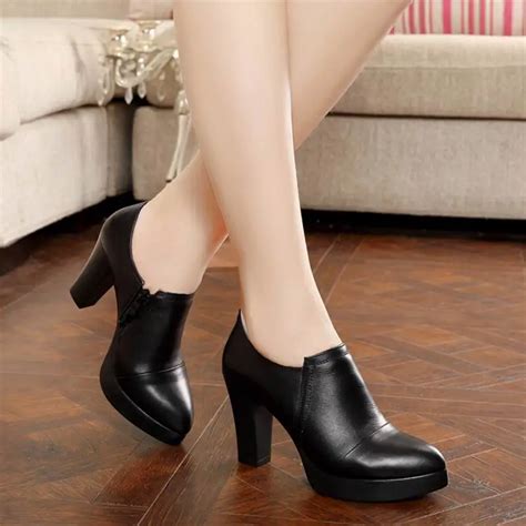 Spring And Autumn Women Shoes Thick High Heels Fashion Women Genuine