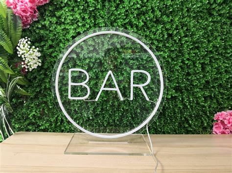 Bar Sign Circle Bar Neon Sign Wedding Party Home Bar Flex Led Etsy