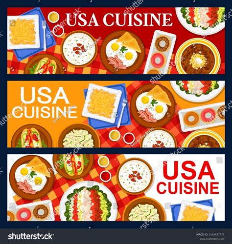 Usa Cuisine Banners American Food Menu Stock Vector Royalty Free