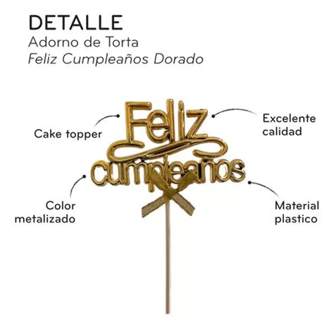 Adorno Torta Cake Toppers Cartel Feliz Cumplea Os Colores En Venta En