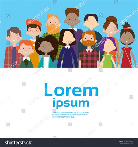 Group Casual People Big Crowd Diverse Stock Vector Royalty Free