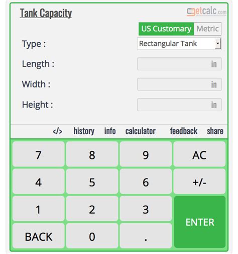 Fuel Tank Chart Calculator