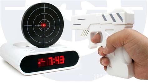 Laser Target Gun Shoot To Stop Game Alarm Clock Lcd Screen Novelty T