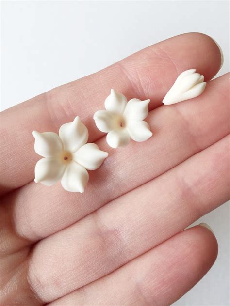 10 X Cream Clay Flower Beads Cream Flowers Polymer Clay Etsy