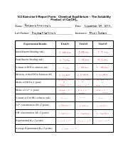 Chemical Equilibrium Lab Report Solubility Product Analysis Course Hero