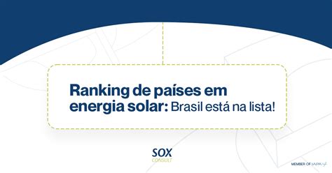 Ranking de países em energia solar Brasil está na lista