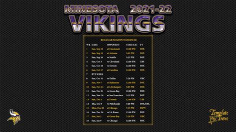 2021-2022 Minnesota Vikings Wallpaper Schedule